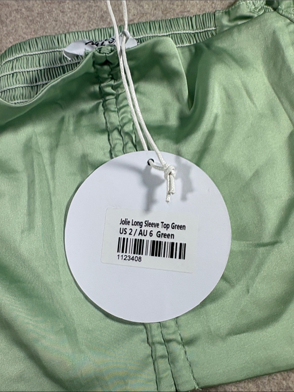 Princess Polly Jolie Ruched Satin Long Sleeve Crop Top Green US 2 AU 6 NWT - Picture 3 of 4